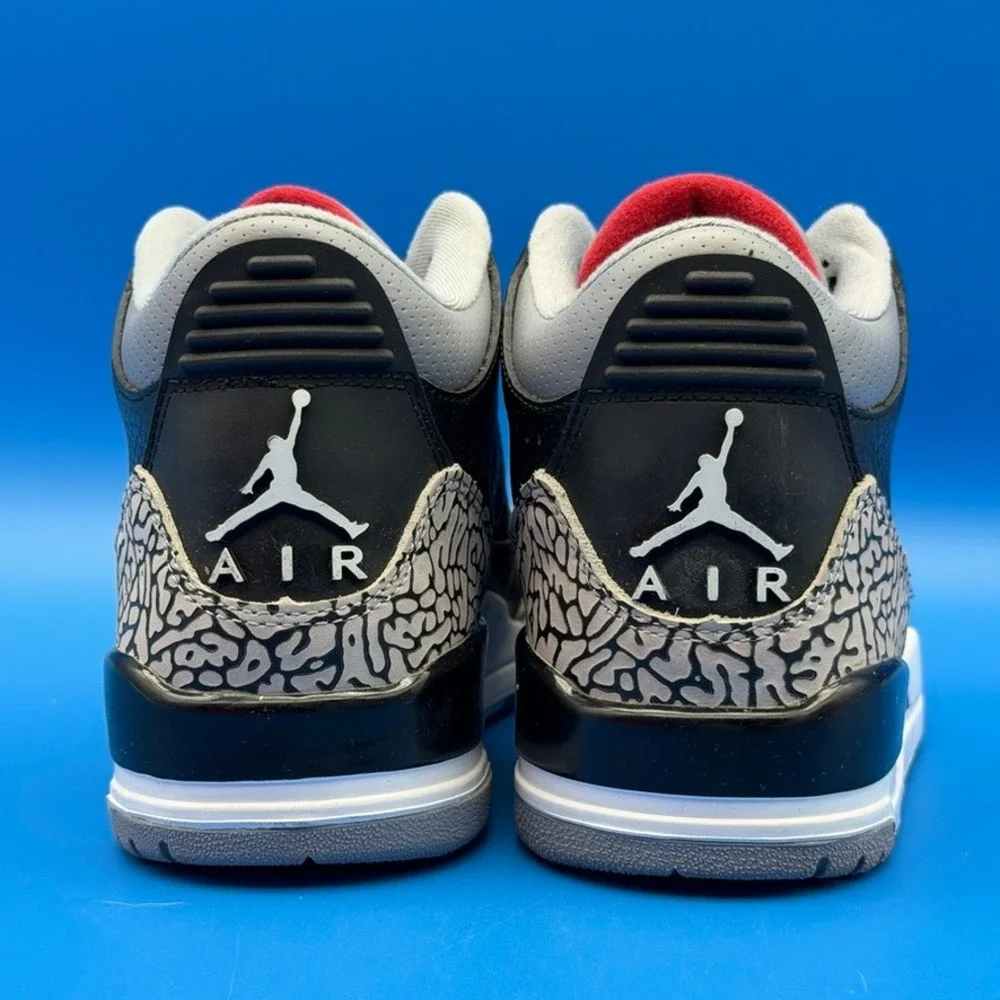 Jordan 3 Retro Black‎ Cement Black/Varsity Red 136064-010 Size 8.5 10W